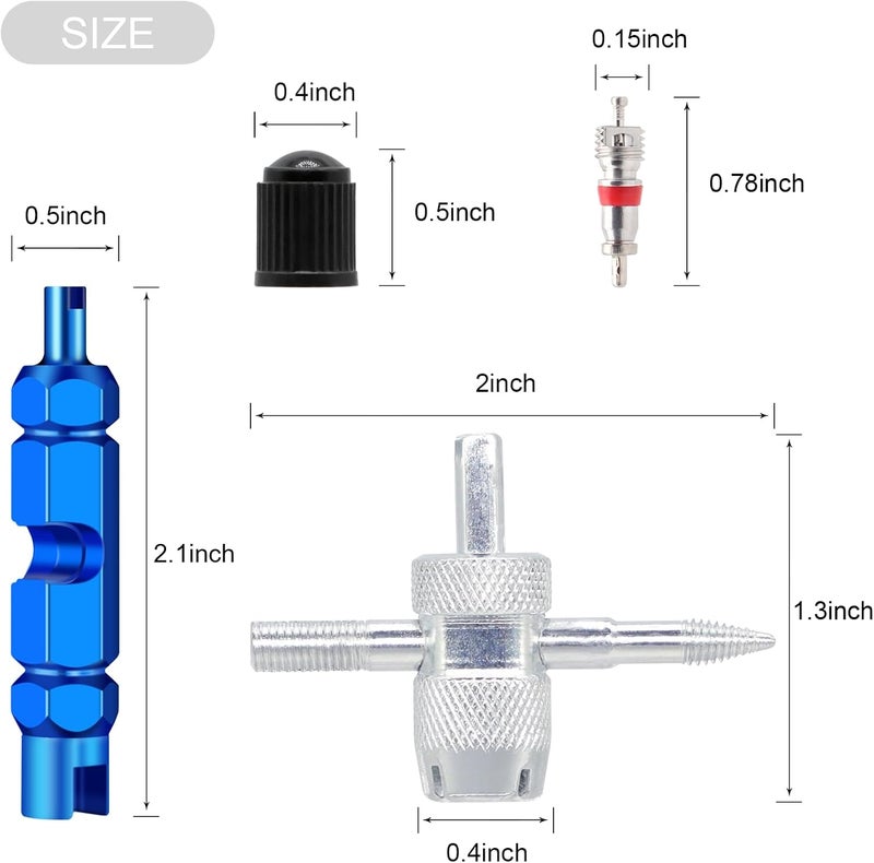 ZHSMS Valve Stem Removal Tool - 20Pcs Valve Cores, 10Pcs Tire Valve Caps, 4-Way Valve Tool, Valve Core Remover Tool - Image 3